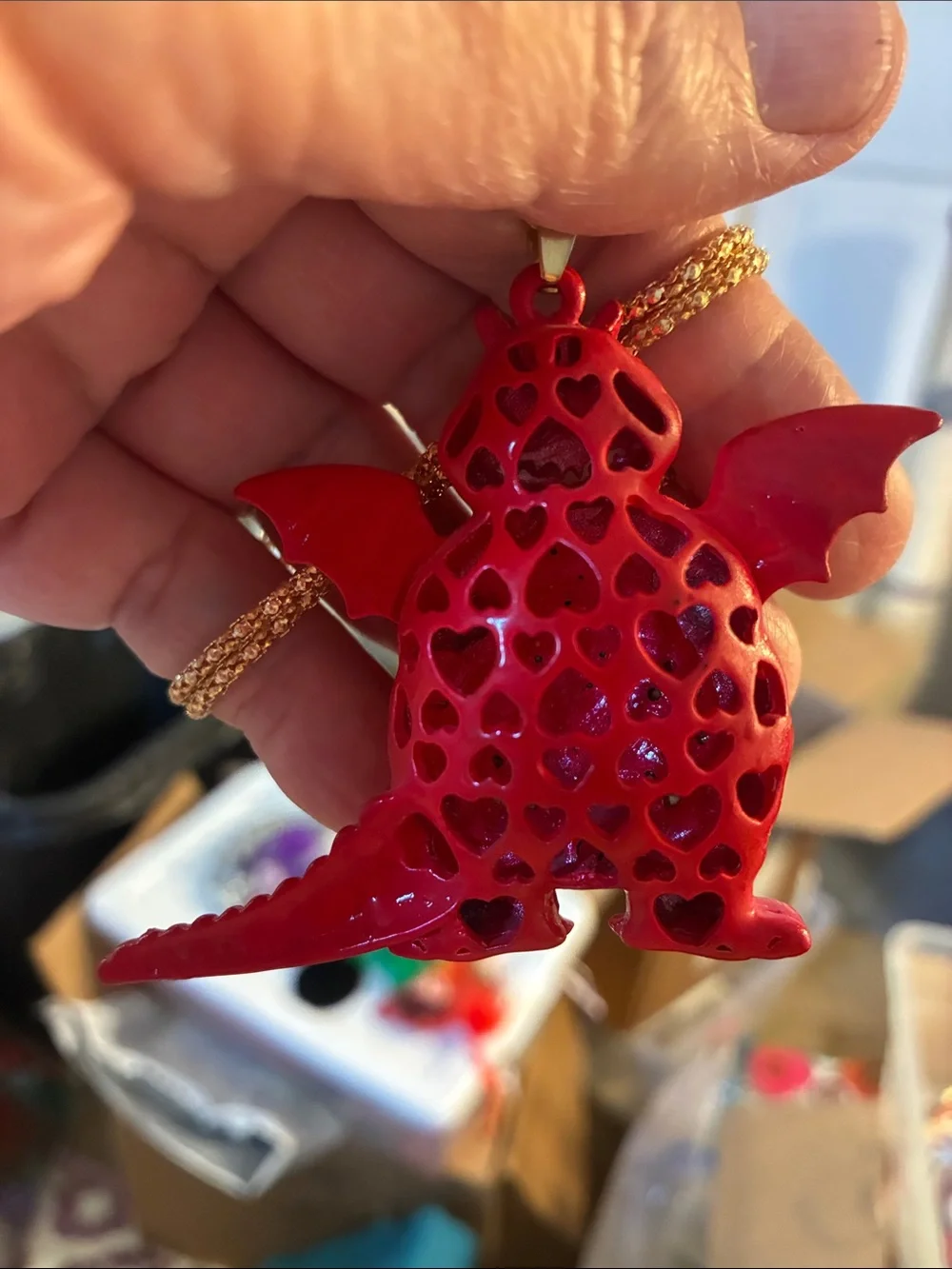 Red Dragon Crystal Pendant Necklace